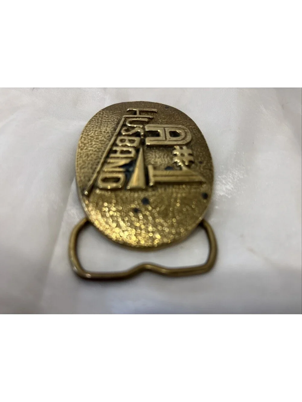 Vintage 1979 Solid Brass Belt Buckle A #1 HUSBAND By Aminco No. 4106 Taiwan Made